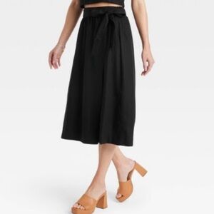 NWT a new day black wrap linen midi skirt size large